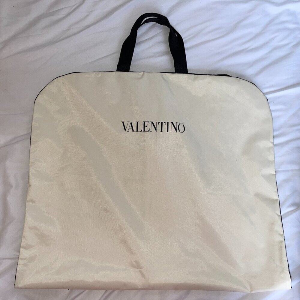 Valentino Garment Bag Cream Black Designer Suit Dress Travel Storage 40”